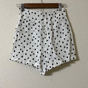 Zulu & Zephyr White Polka Dot Linen Shorts Whimsy Preppy Women’s XXS